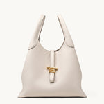 Volte hobo bag in cream pebbled leather – front view