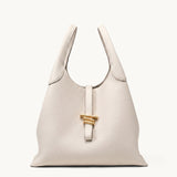 Volte hobo bag in cream pebbled leather – front view