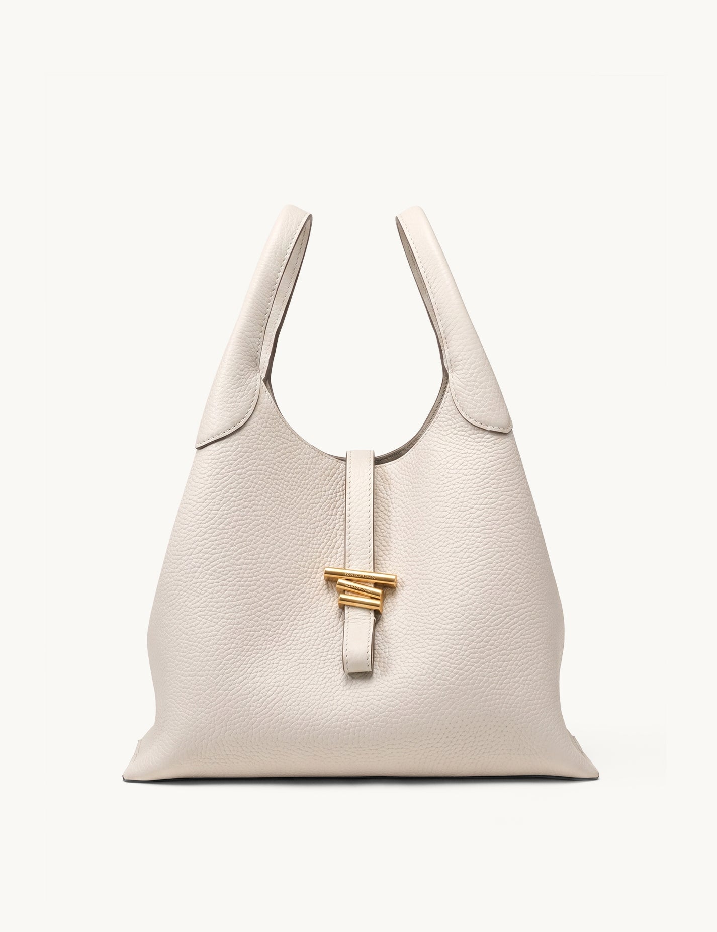 Volte hobo bag in cream pebbled leather – front view