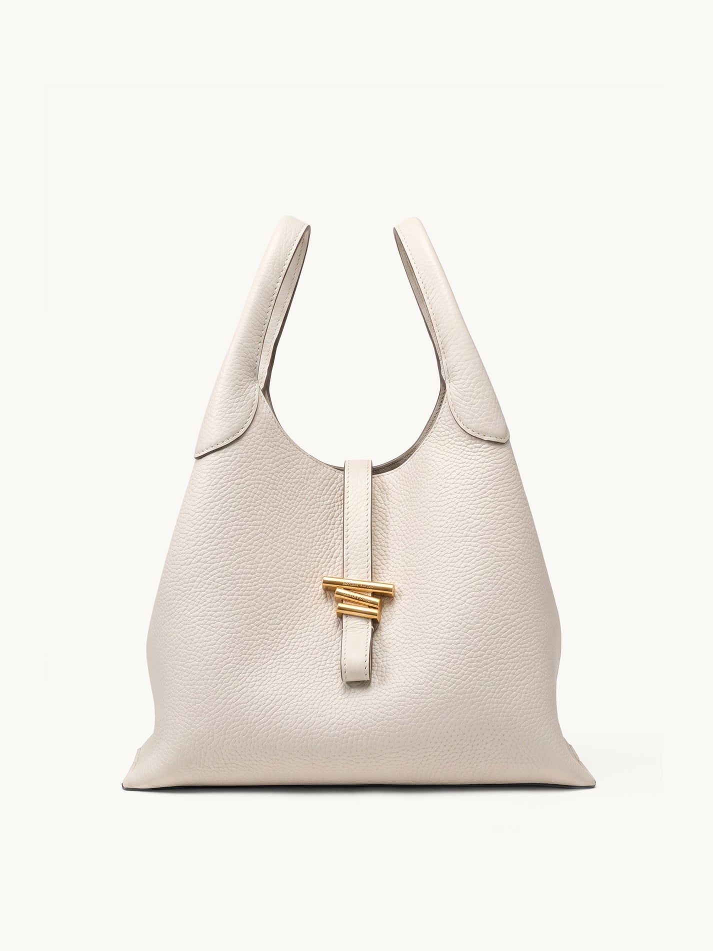Volte hobo bag in cream pebbled leather – front view