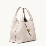 Volte hobo bag in cream pebbled leather – side view