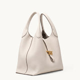 Volte hobo bag in cream pebbled leather – side view
