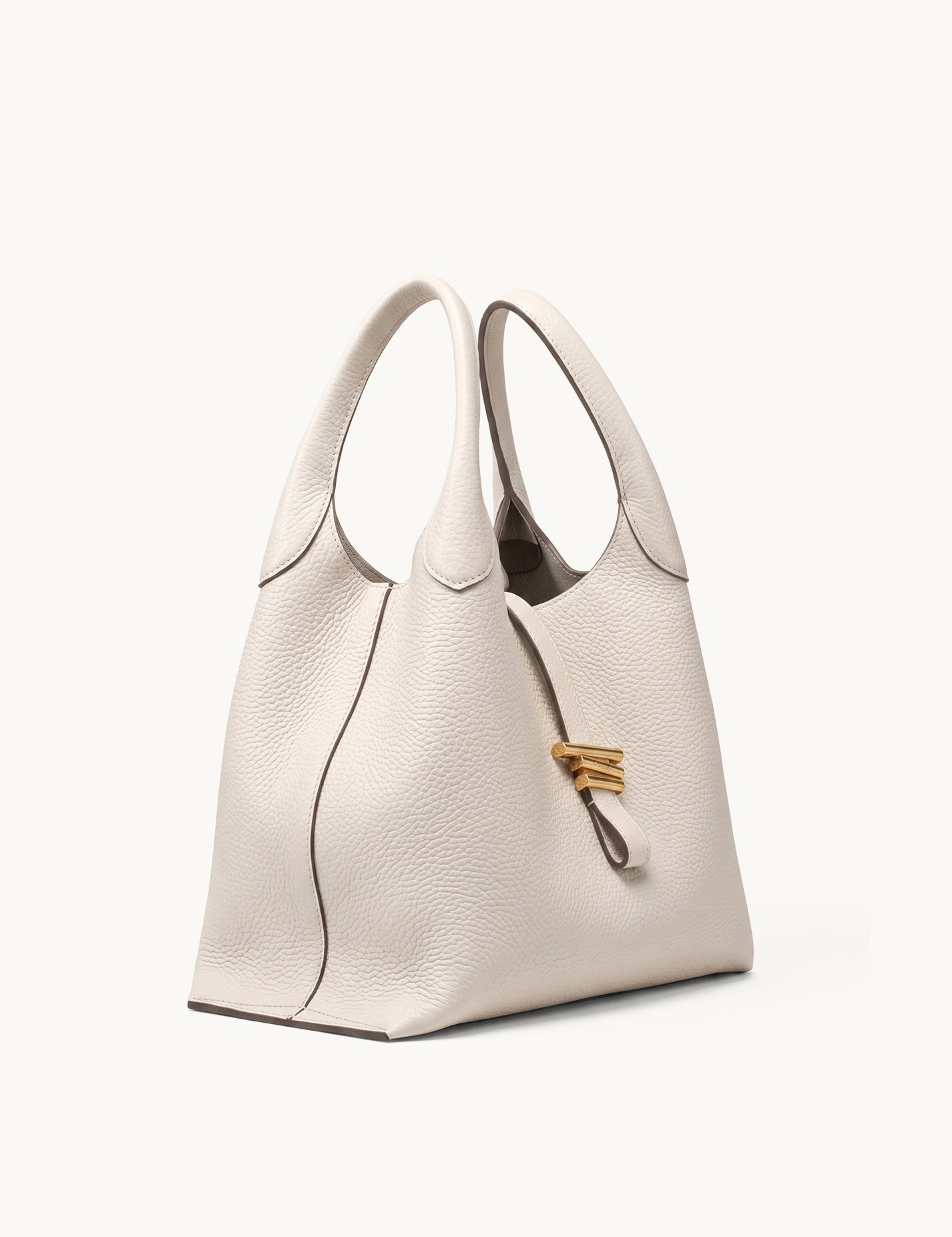 Volte hobo bag in cream pebbled leather – side view