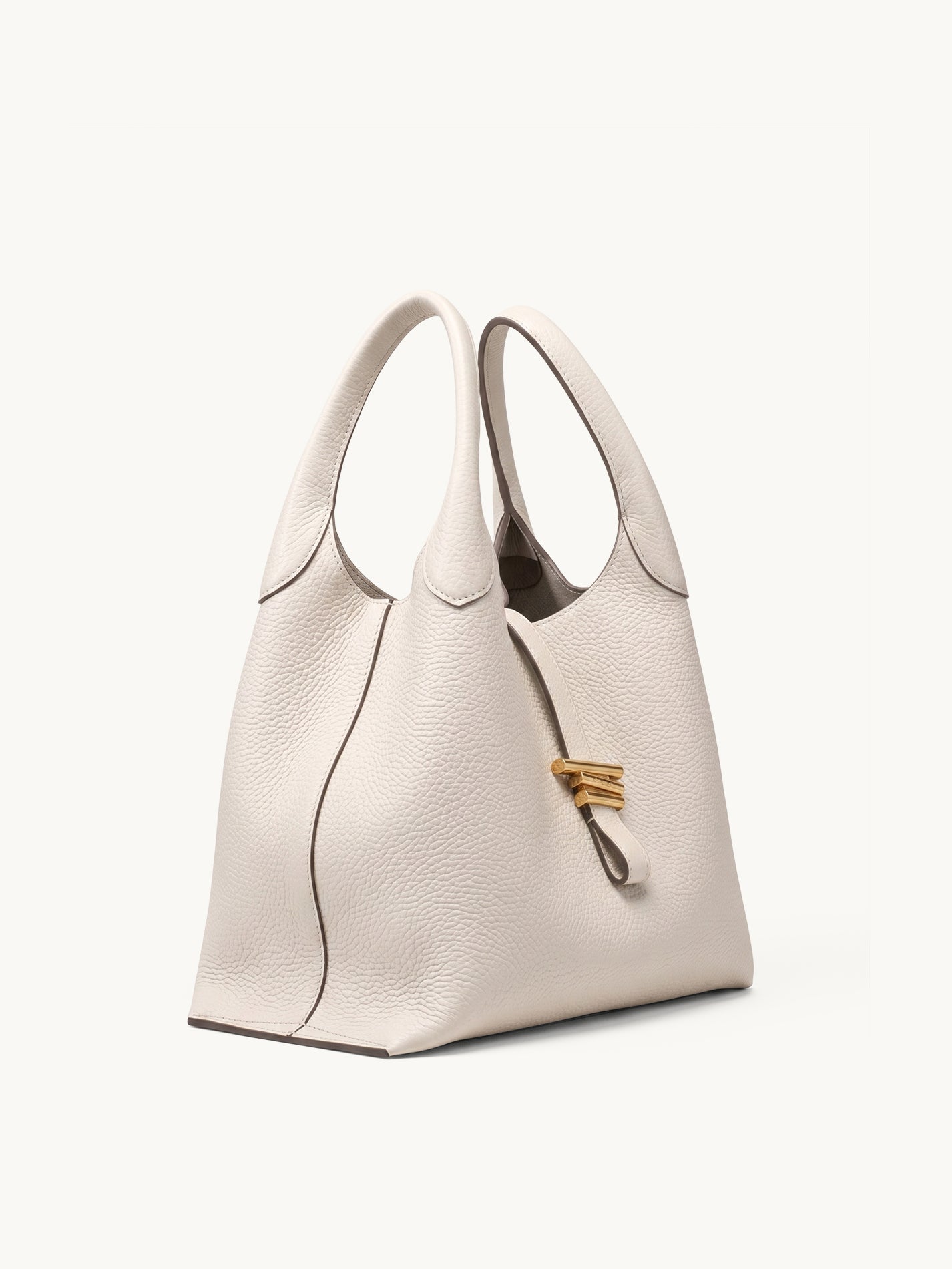 Volte hobo bag in cream pebbled leather – side view