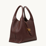 Volte hobo bag in chocolate brown pebbled leather – side view