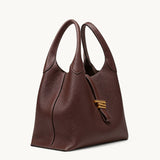 Volte hobo bag in chocolate brown pebbled leather – side view