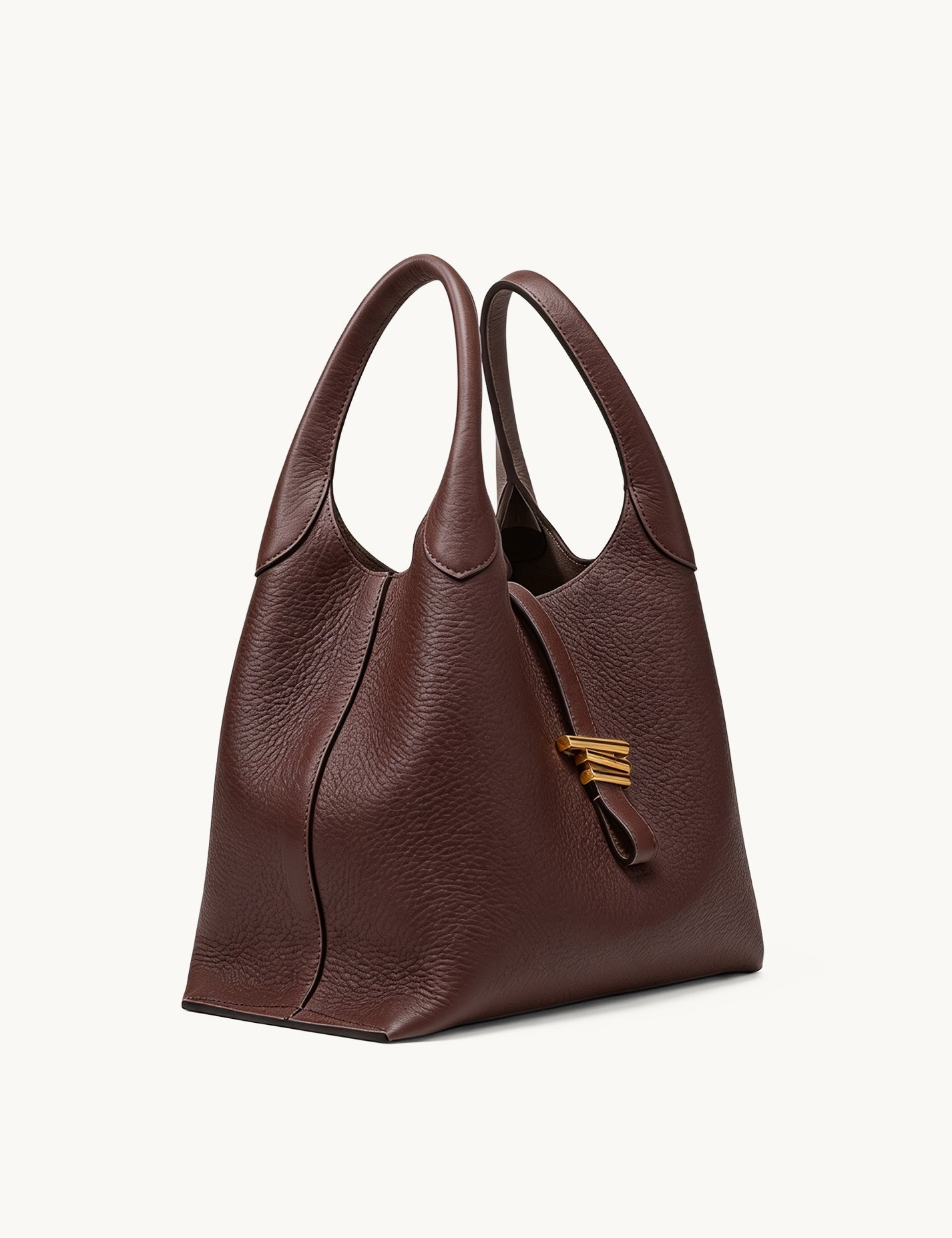 Volte hobo bag in chocolate brown pebbled leather – side view