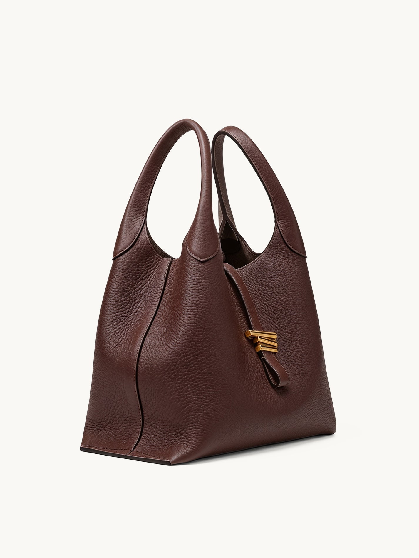 Volte hobo bag in chocolate brown pebbled leather – side view