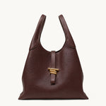 Volte hobo bag in chocolate brown pebbled leather – front view