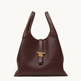 Volte hobo bag in chocolate brown pebbled leather – front view