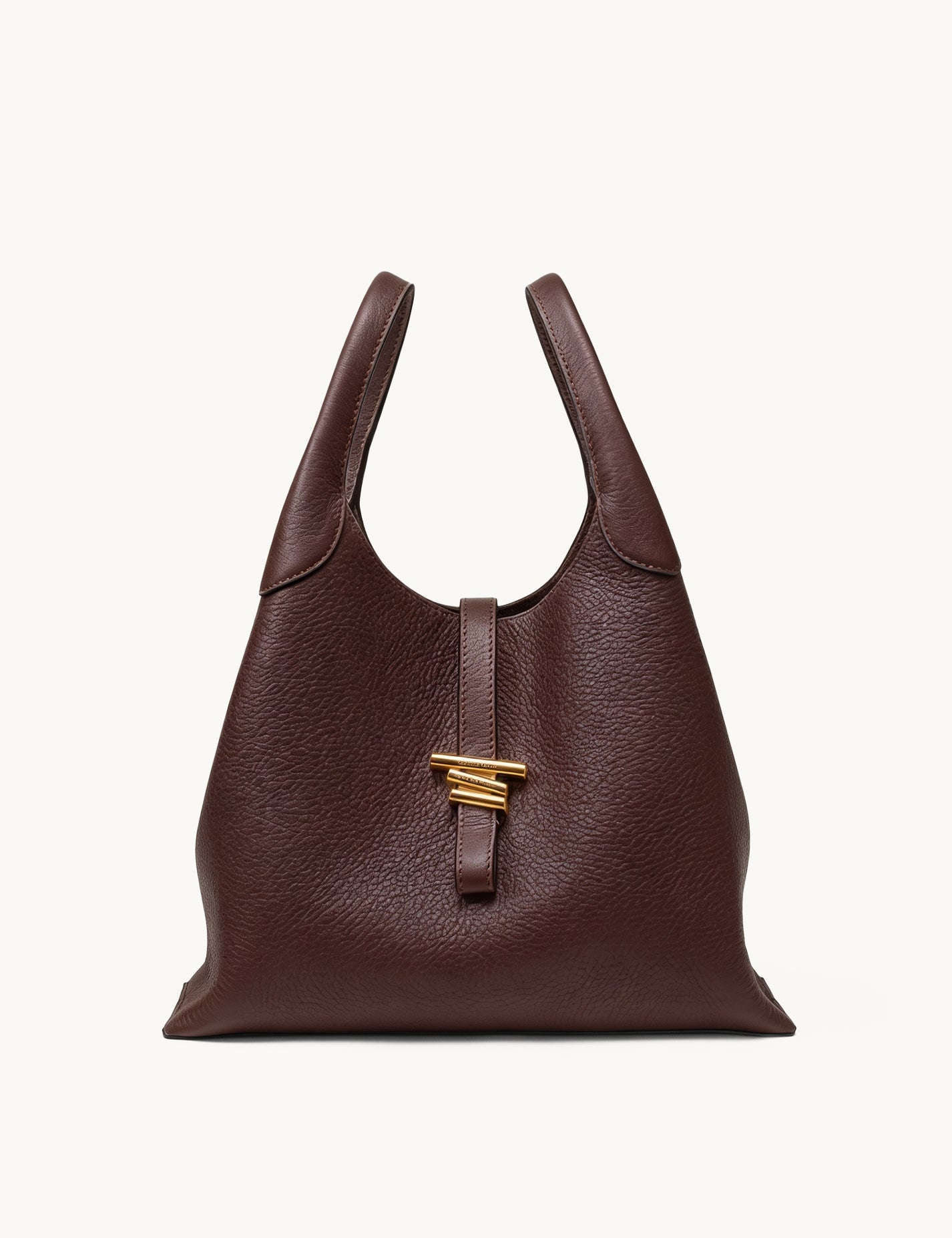 Volte hobo bag in chocolate brown pebbled leather – front view