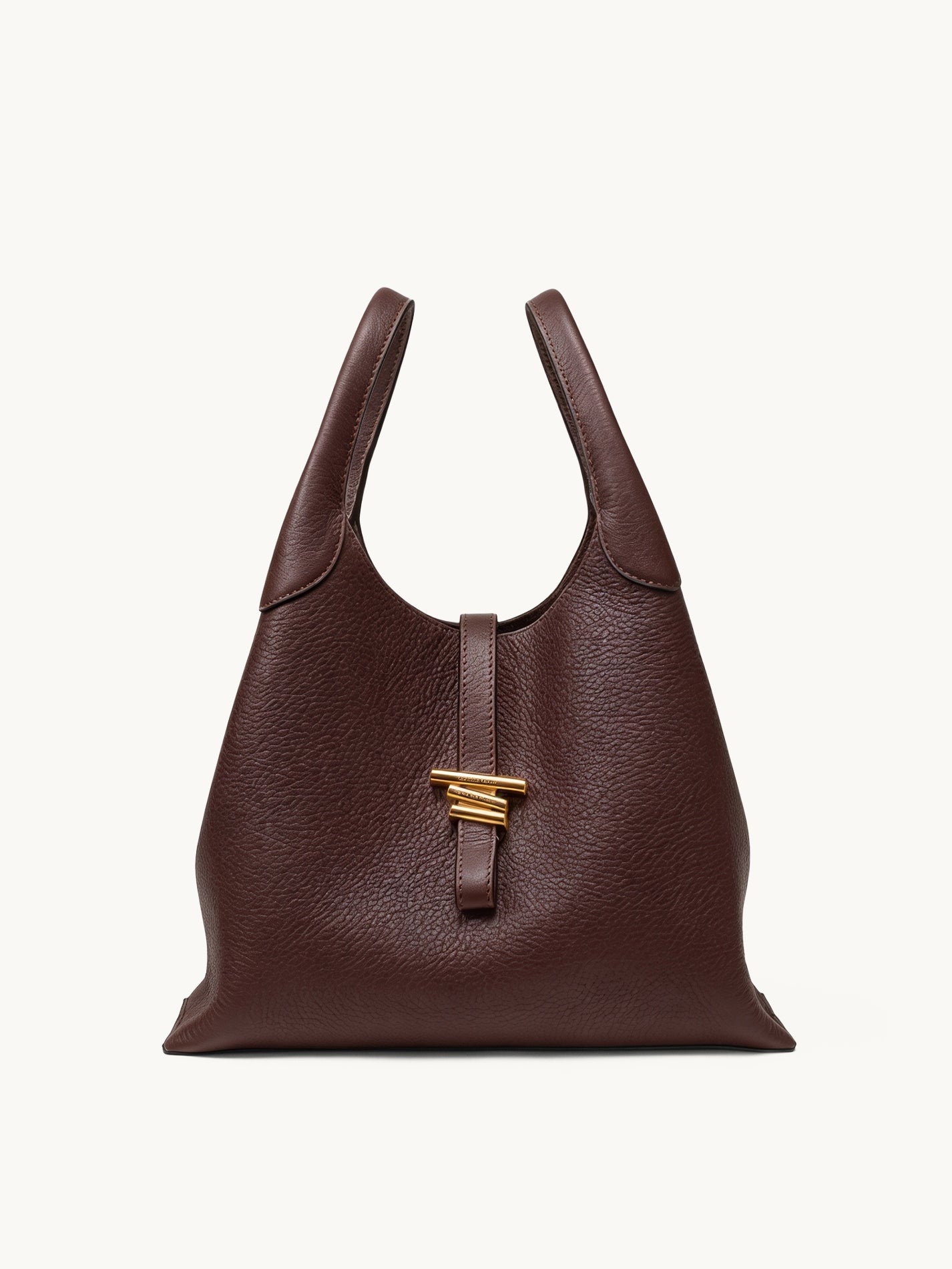 Volte hobo bag in chocolate brown pebbled leather – front view